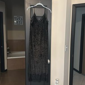 NWT Zara Black Velvet Lace Midi Dress